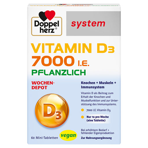 DOPPELHERZ Vitamin D3 7000 I. E. pflanzlich sys. TAB 60 St  